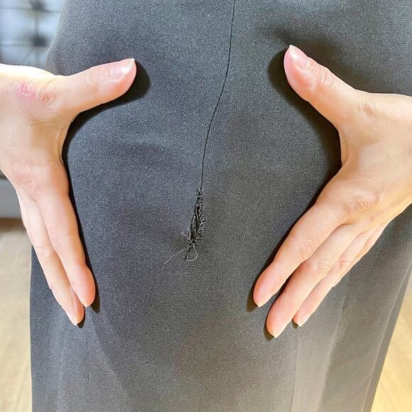 90s VINTAGE Black Sheer Mesh Panel Cutout Sleeveless Sheath Dress - Picture 4 of 7